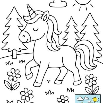 Children’s Coloring Page Illustration (with Colored Reference)