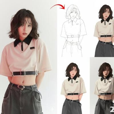 Illustration Drawing Process Four-Panel