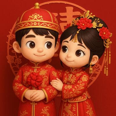 3D Q-Style Chinese Wedding Portrait