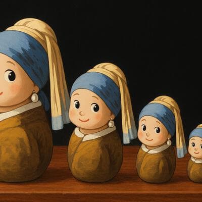 Chibi Russian Nesting Dolls (Girl with a Pearl Earring)