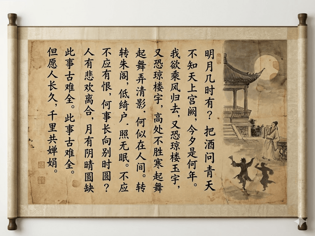 Long Text with Traditional Painting