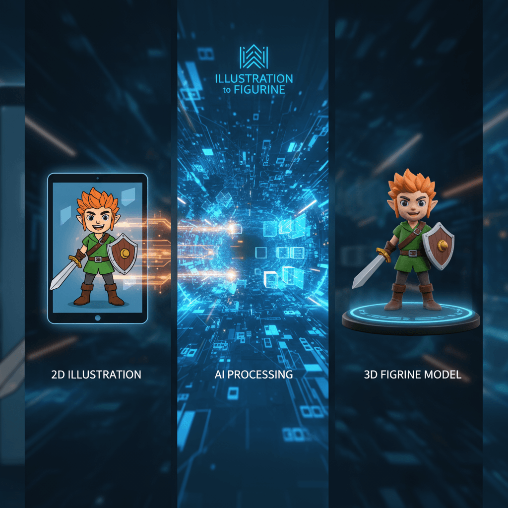 AI生成的3D手办模型工具,轻松将插画转换为立体手办,开启创作新体验。