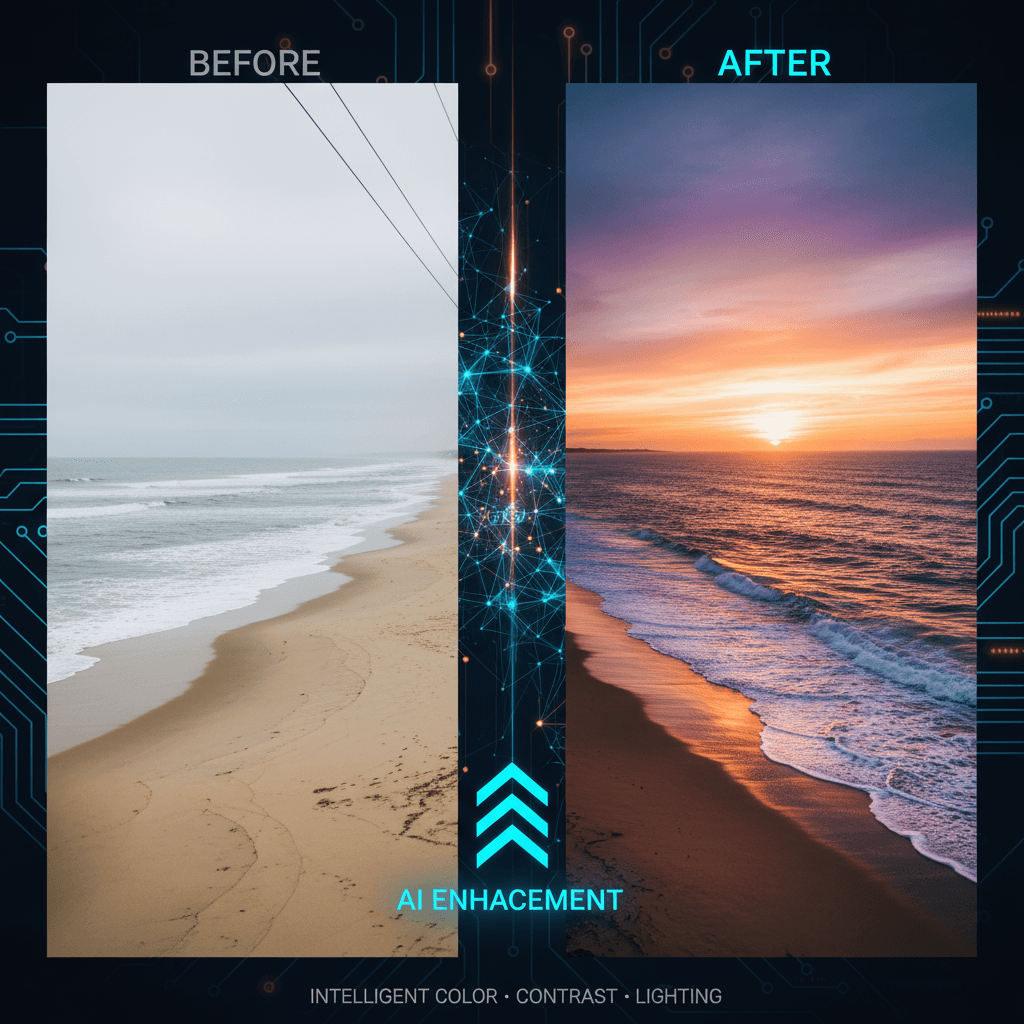Auto Photo Enhancement: AI generation tool intelligently enhances colors, contrast, and lighting for stunning photos.