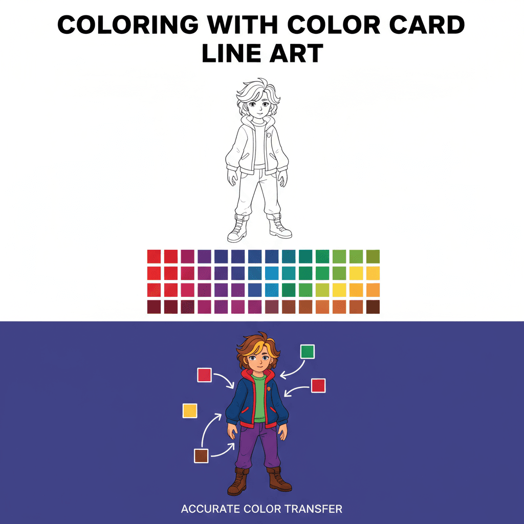 AI生成的色卡线稿上色工具,精准使用指定色卡为线稿图上色,提升艺术创作效率。