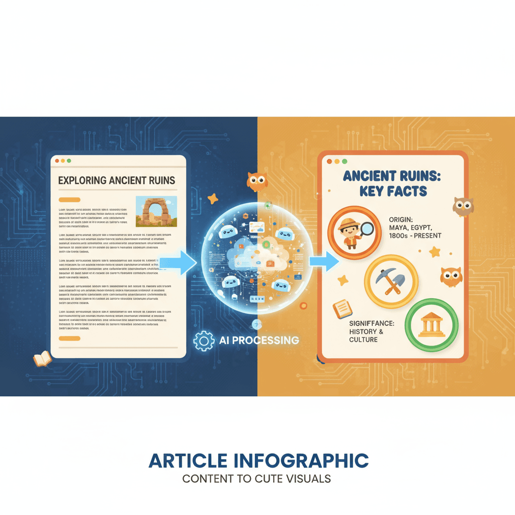 "文章信息图"工具将文章内容AI生成可爱的信息图表,助力教育领域可视化学习。
