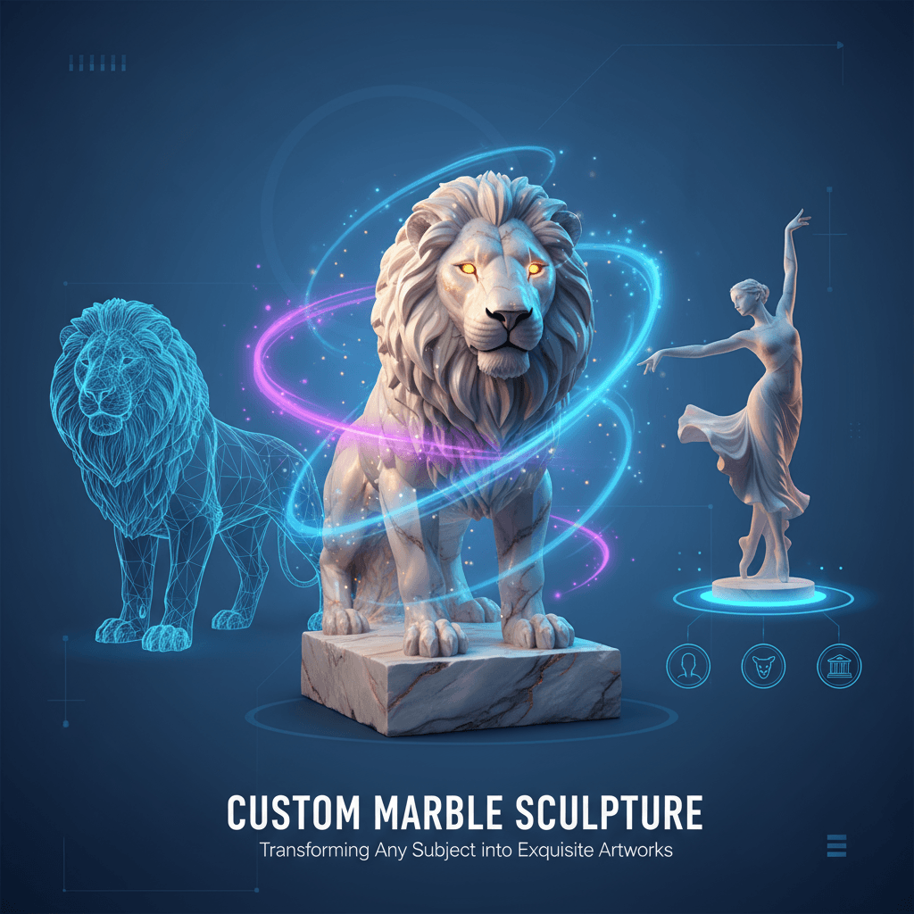 "AI艺术创作工具,将任意主体转化为精美的大理石雕塑,展现独特艺术价值。"