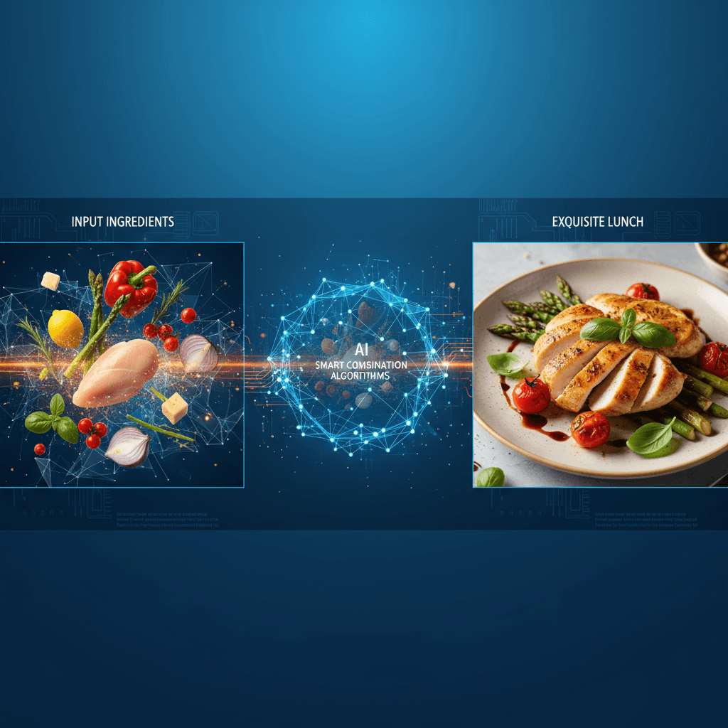 "Cook with Ingredients: AI generation combines multiple ingredients for exquisite cuisine in a lifestyle app."