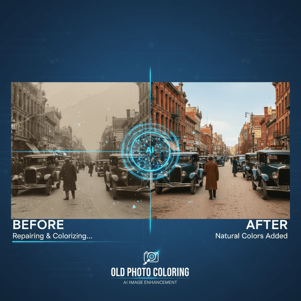 Old Photo Colorization: AI generation restores and adds natural colors to black and white vintage photos for enhanced visuals.