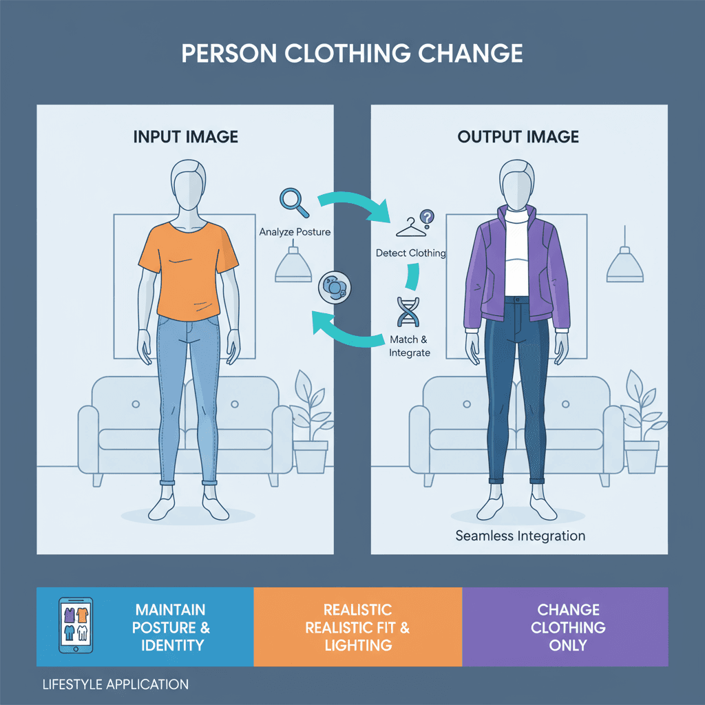 AI工具展示人物在相同姿势和环境中换装,展现多样化的时尚风格。