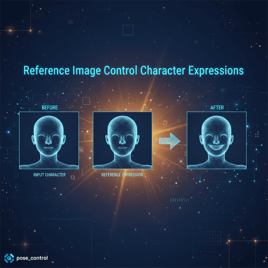 "Reference Image Controls Character Expression tool replaces one character's expression with another using AI generation techniques."