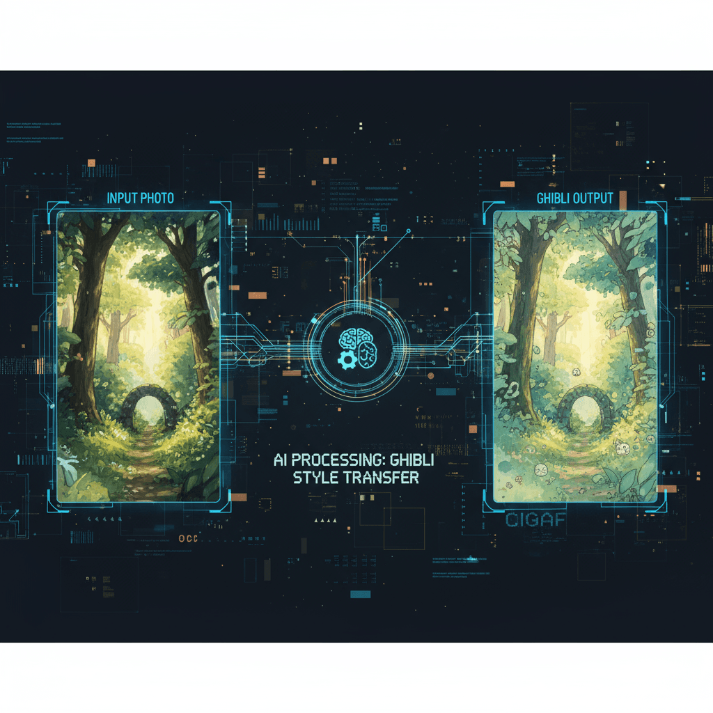 使用AI生成的工具,将照片以吉卜力风格重绘,呈现独特的艺术效果。