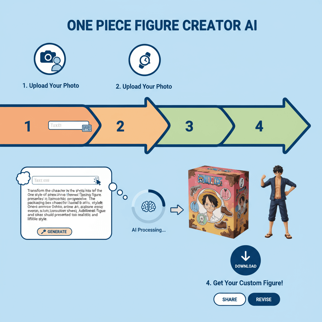 使用步骤:利用AI工具制作《海贼王》主题手办,简单易操作,轻松设计个性包装盒。