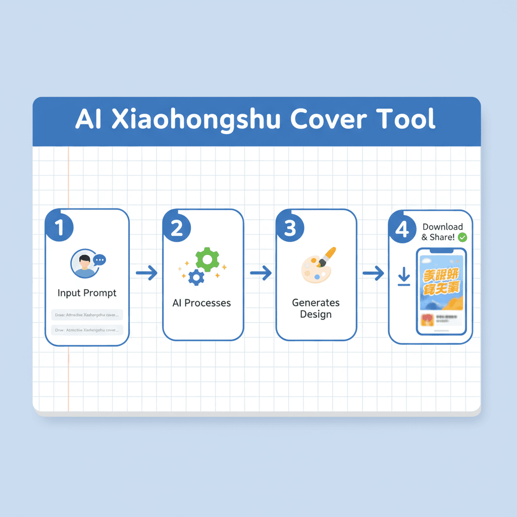 Usage steps for creating an eye-catching Xiaohongshu cover using an AI tool, emphasizing ease of use and process guidance.