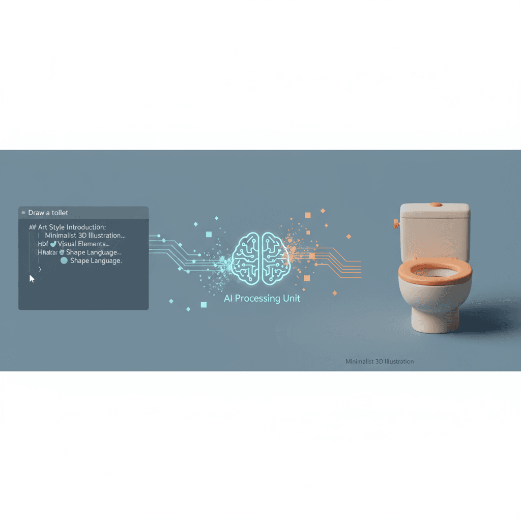 L'outil d'illustration 3D minimaliste crée un design de toilette beige doux avec des formes lisses et des accents chauds, mettant l'accent sur la s…