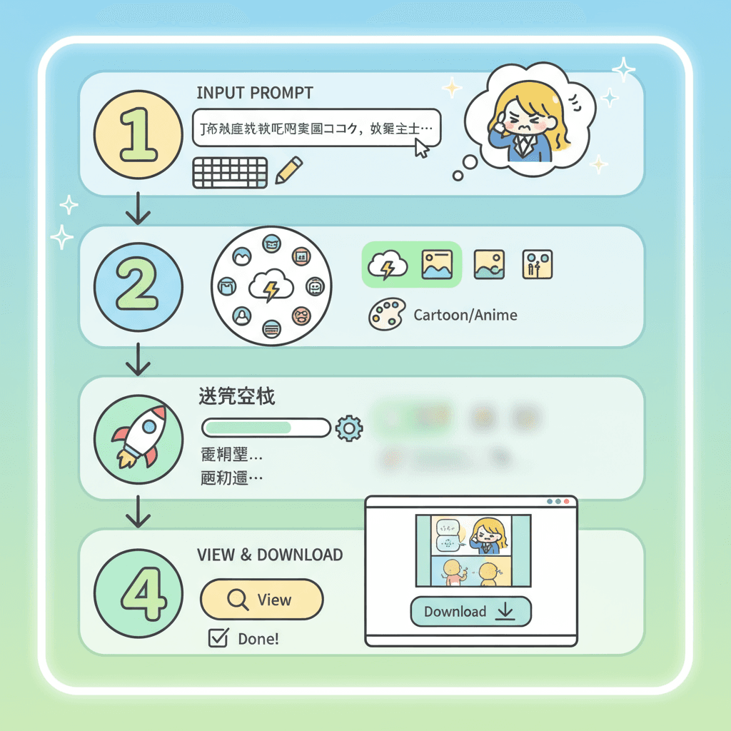 Pasos para crear un manga de dos paneles al estilo moe japonés con una herramienta de IA: ¡transforma personajes, añade expresiones e inserta texto…
