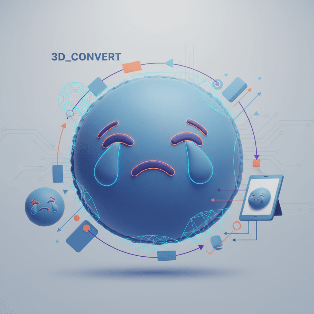 Render 3D dari bantal emoji inflatable yang empuk, menampilkan desain playful dengan detail realistis. Aplikasi AI untuk 3d_convert.