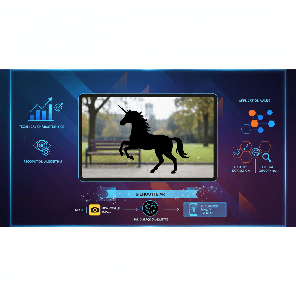 Siluet artistik dari pohon di latar belakang kuning cerah, menampilkan fitur AI realitas tertambah.