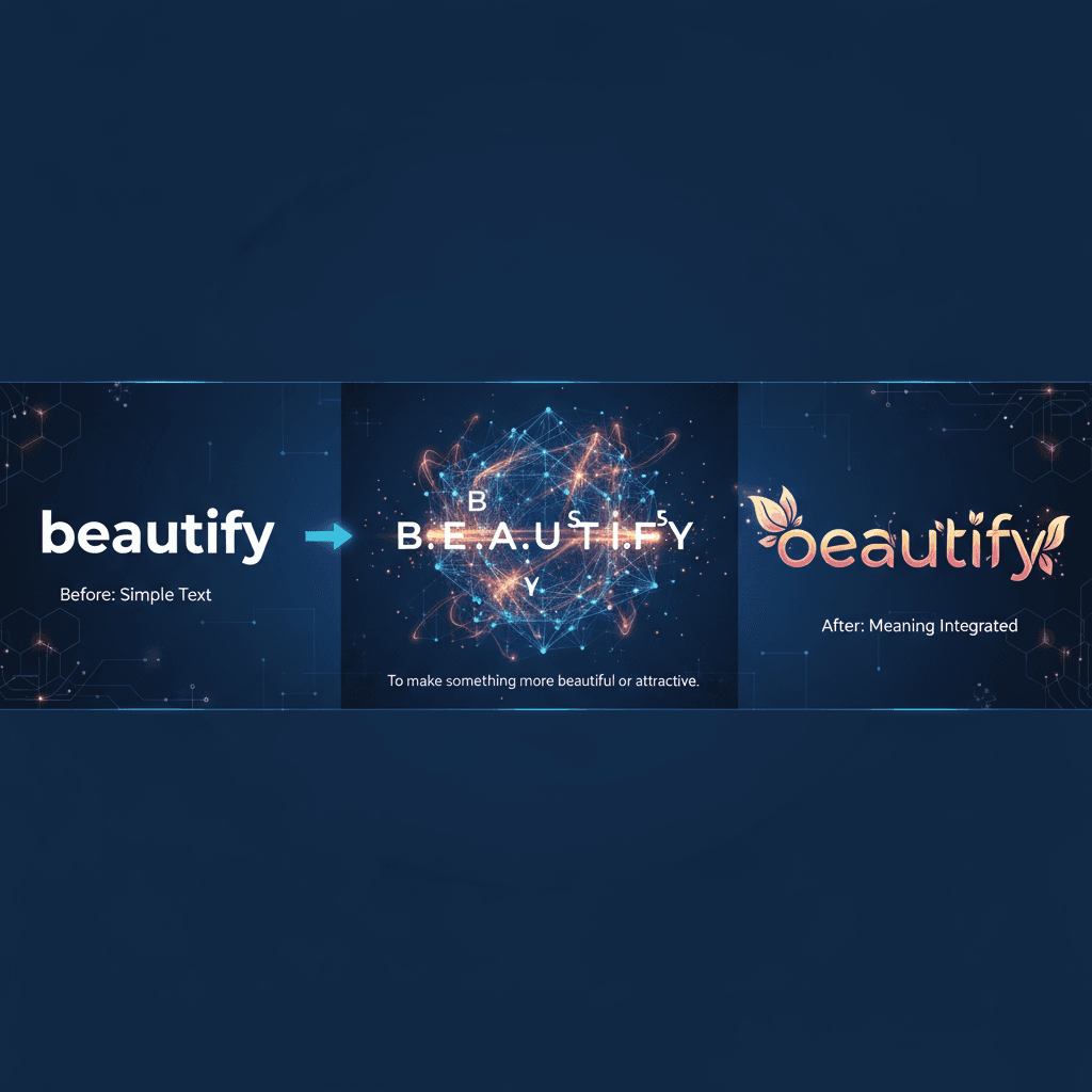 Fusión de Letras con el Significado de la Palabra: la generación de IA combina "embellecer" con gráficos, integrando el significado en la tipografí…