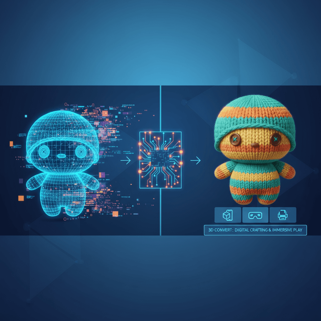 Close-up dari boneka rajut yang dibuat dengan tangan dipegang lembut, menunjukkan kerajinan yang luar biasa di lingkungan dalam ruangan yang hangat…