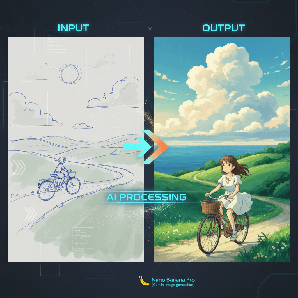 Stunning Ghibli Style Animation example created with Nano Banana Pro, showcasing AI generation in anime art.