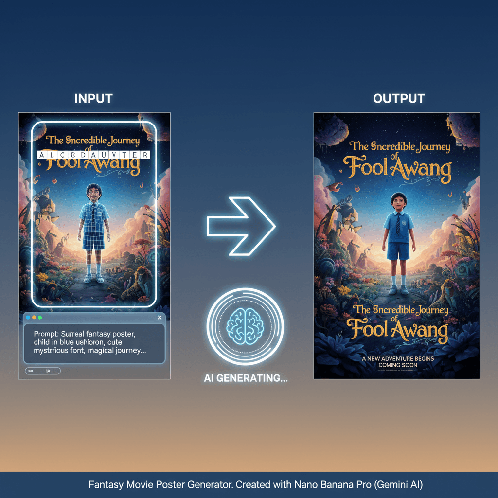 Stunning fantasy movie poster created with Nano Banana Pro, showcasing AI generation for captivating designs.