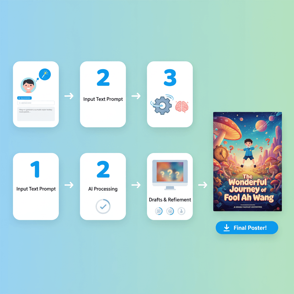 Usage steps for creating a stunning Fantasy Movie Poster with the AI tool Nano Banana Pro, highlighting ease of use and design guidance.