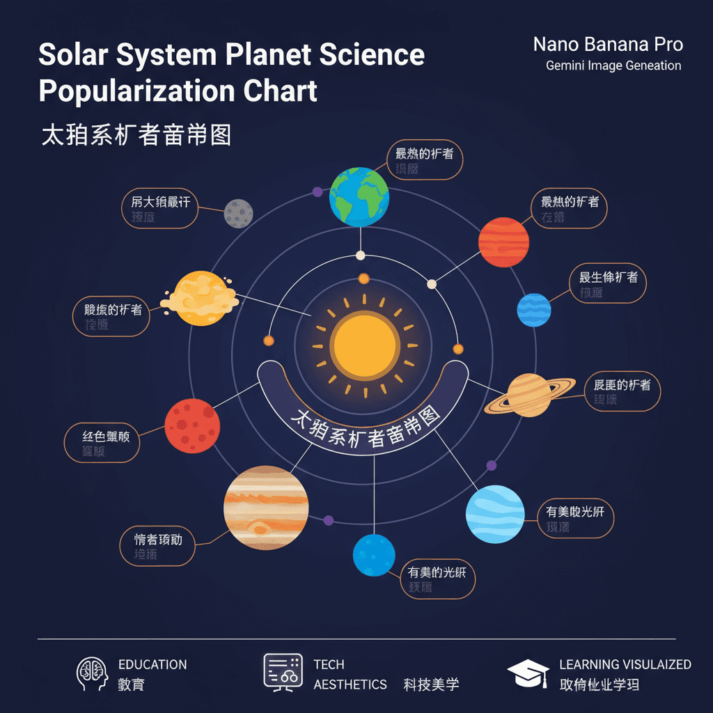 Illustration of solar system planets as an educational guide, created with Nano Banana Pro AI for learning purposes.