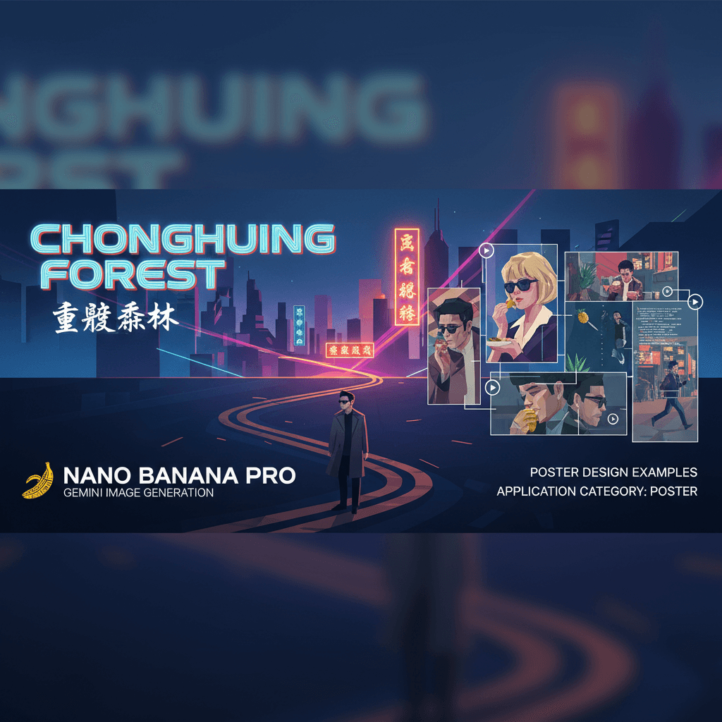 Artistic illustration of a "Chungking Express" poster, created with Nano Banana Pro AI for captivating visual appeal.