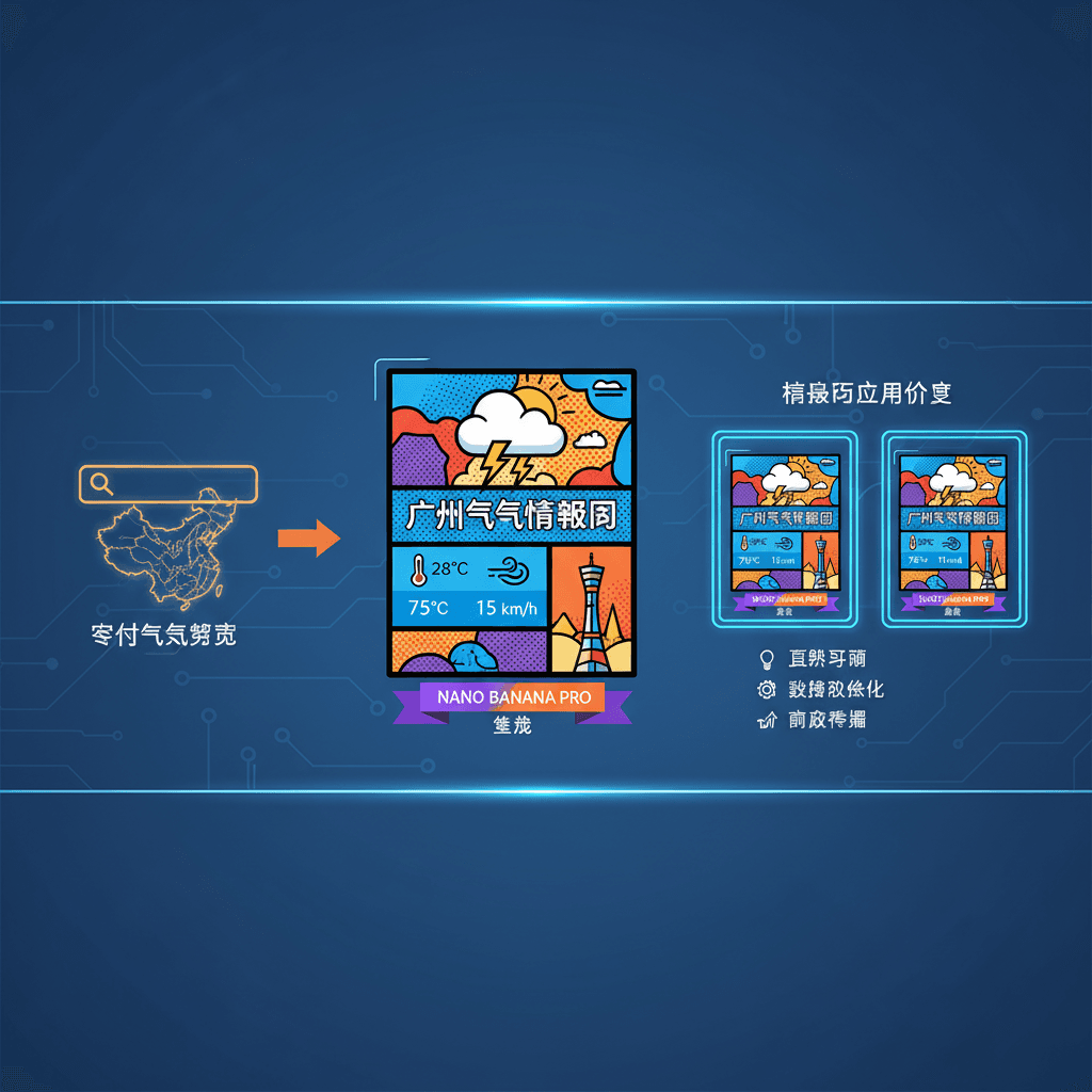 Artistic infographic showcasing real-time weather data, created with Nano Banana Pro AI, highlighting weather trends and forecasts.