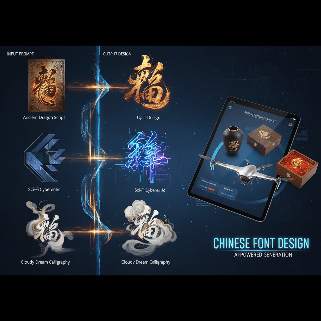 Stunning Chinese Font Design example created with Nano Banana Pro for AI generation in product design.