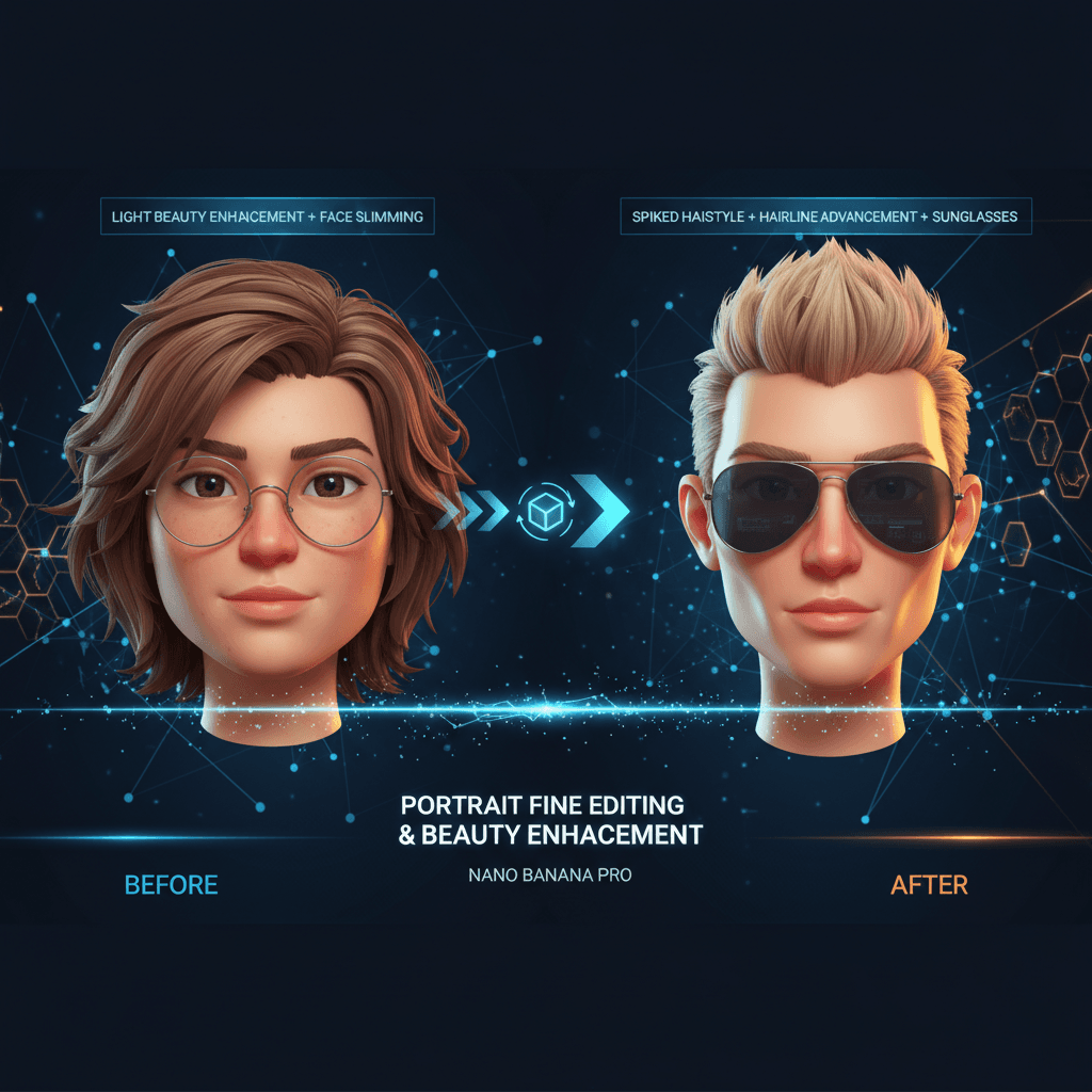 Stunning portrait enhancement by Nano Banana Pro, showcasing AI generation for fine editing and beauty perfection.