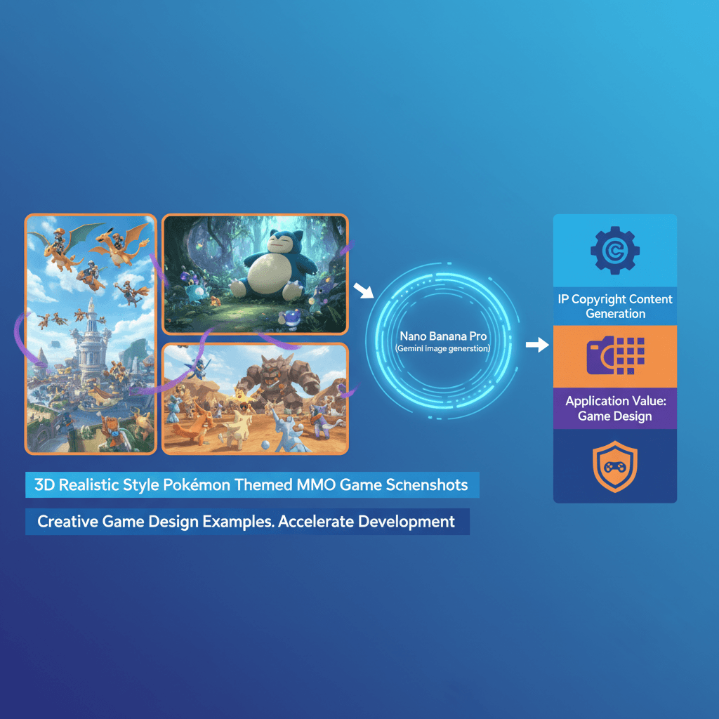 Artistic illustration of "IP Game Screenshot Generation" using AI tool Nano Banana Pro for stunning game design visuals.