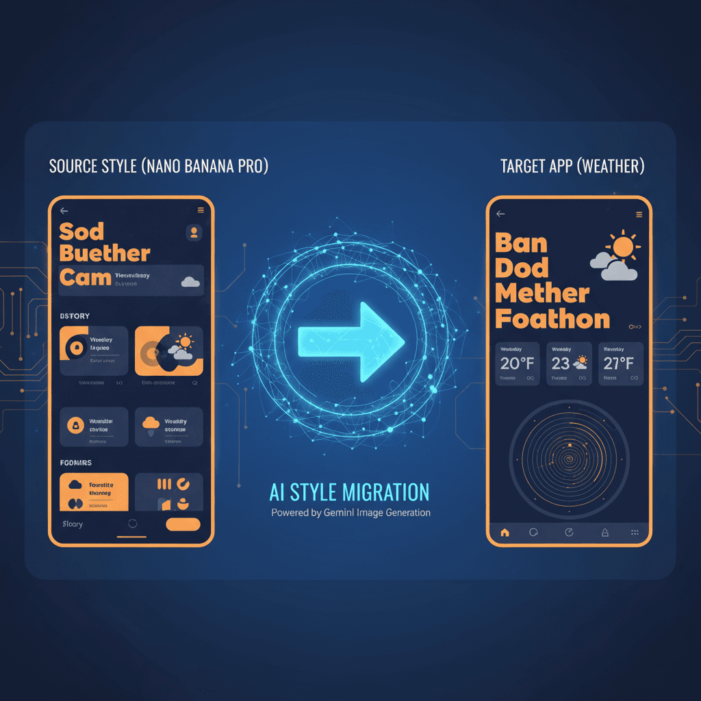 Stunning UI design example created with Nano Banana Pro, showcasing AI generation and style transfer capabilities.
