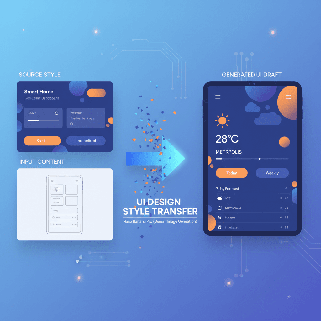 Artistic UI design example using Nano Banana Pro for AI-driven style transfer in UI design applications.