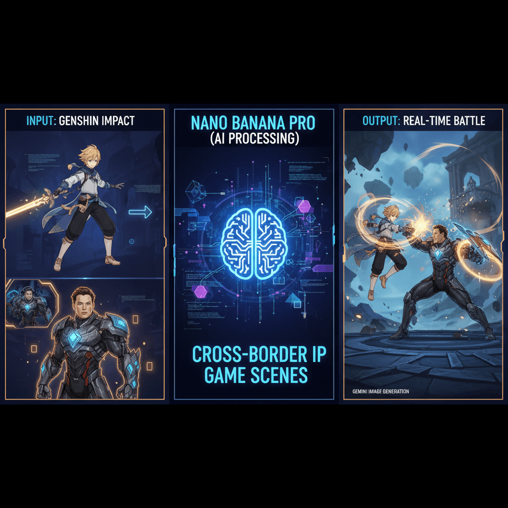 Stunning Cross-IP Game Scene created with Nano Banana Pro, showcasing AI generation in game design.