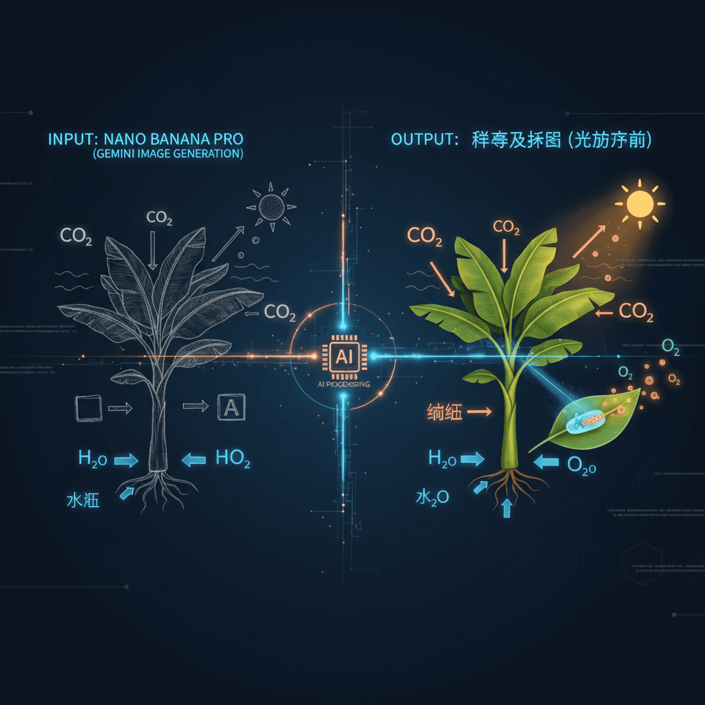 Stunning science infographic on photosynthesis, created with Nano Banana Pro, showcasing AI generation for educational purposes.