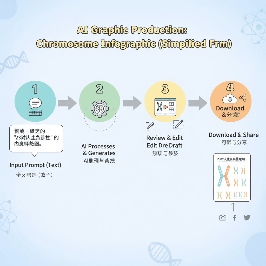 Usage steps for creating a chromosomes infographic using an AI tool, showcasing ease of use and process guidance.