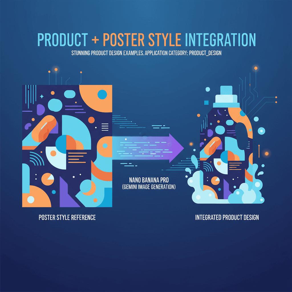 Artistic illustration of product design using Nano Banana Pro AI, showcasing a fusion of product and poster styles.
