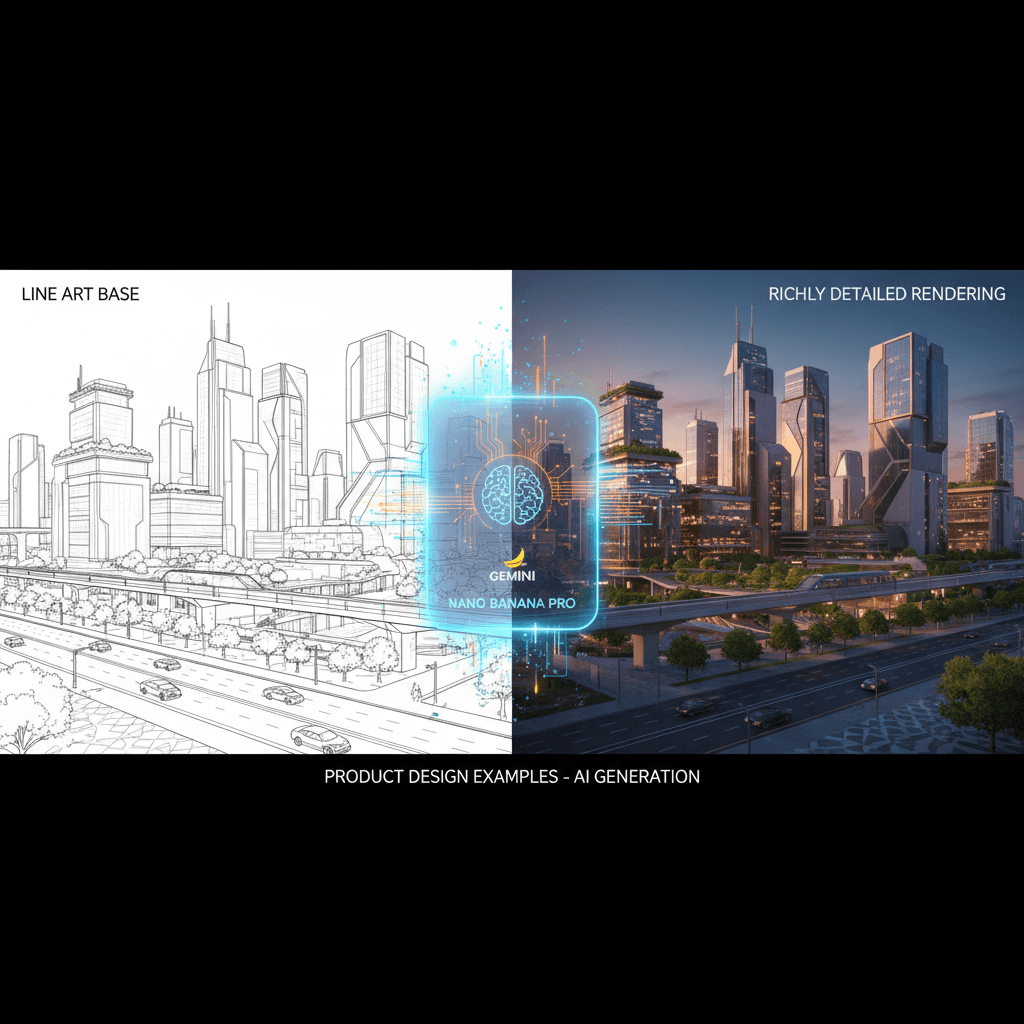 Stunning product design example using Nano Banana Pro for Line Art Colorization, showcasing AI generation capabilities.
