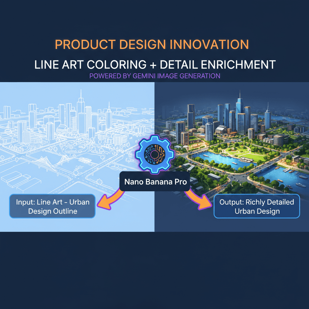 Artistic illustration of Line Art Colorization using Nano Banana Pro AI, showcasing innovative product design techniques.