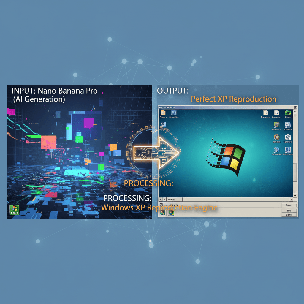 Stunning UI design example created with Nano Banana Pro for Windows XP Recreation, showcasing AI generation in UI design.