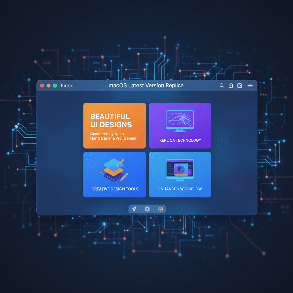Artistic illustration of macOS Latest Recreation, showcasing stunning UI design created with Nano Banana Pro AI for UI design.