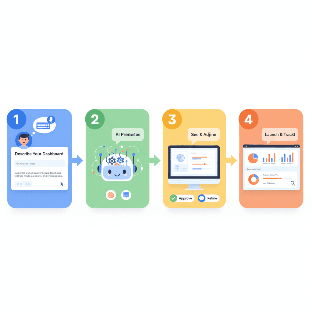 "Usage steps for an easy-to-navigate SaaS Dashboard Design using the AI tool Nano Banana Pro."