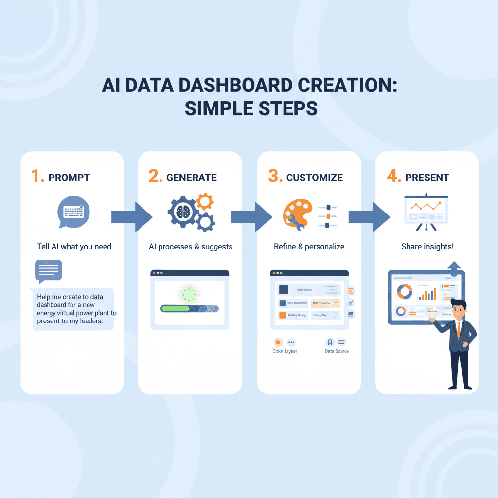 "Usage steps for an AI tool in the Data Dashboard (Energy) showcasing an intuitive UI design for easy data management."