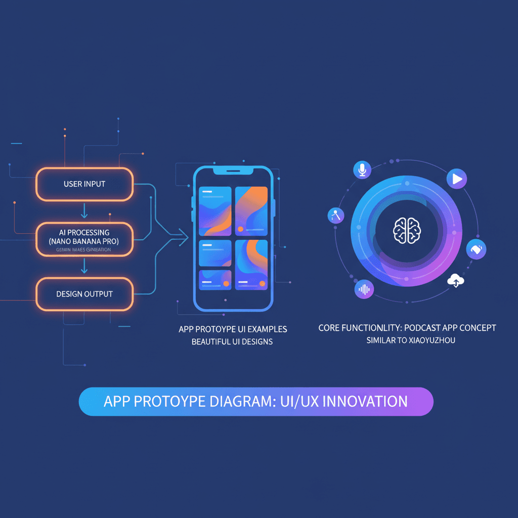 Artistic UI design prototype created with Nano Banana Pro AI, showcasing innovative app design for enhanced user experience.