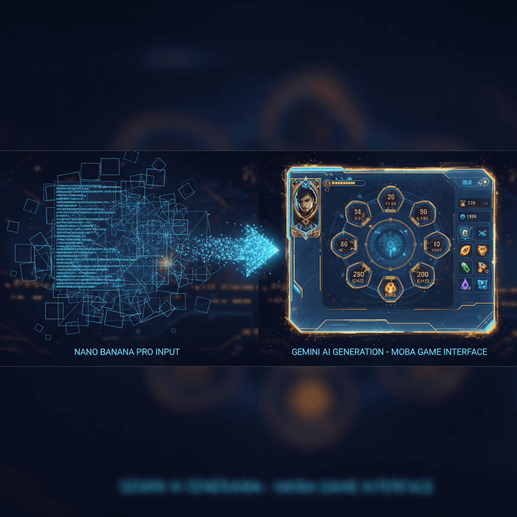MOBA Game Interface designed with Nano Banana Pro, showcasing stunning AI generation game design functionality.