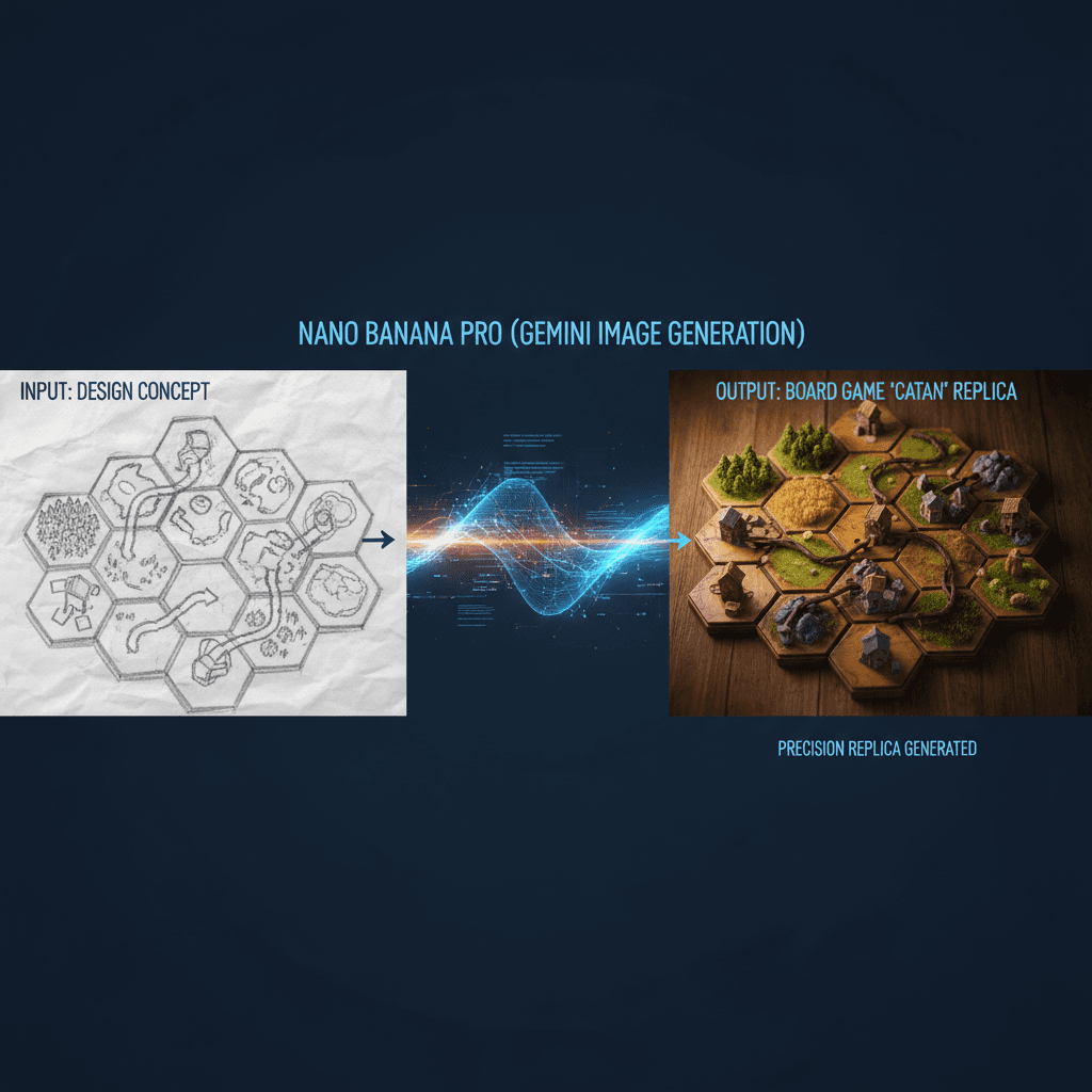 Catan Board Game Recreation, a stunning design by Nano Banana Pro, showcases AI generation in game design.