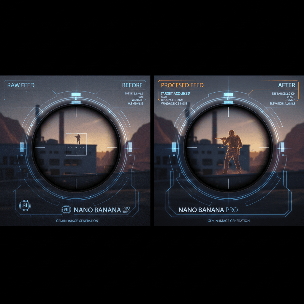 Sniper Scope Interface by Nano Banana Pro: Stunning game design example showcasing AI generation for immersive gameplay.