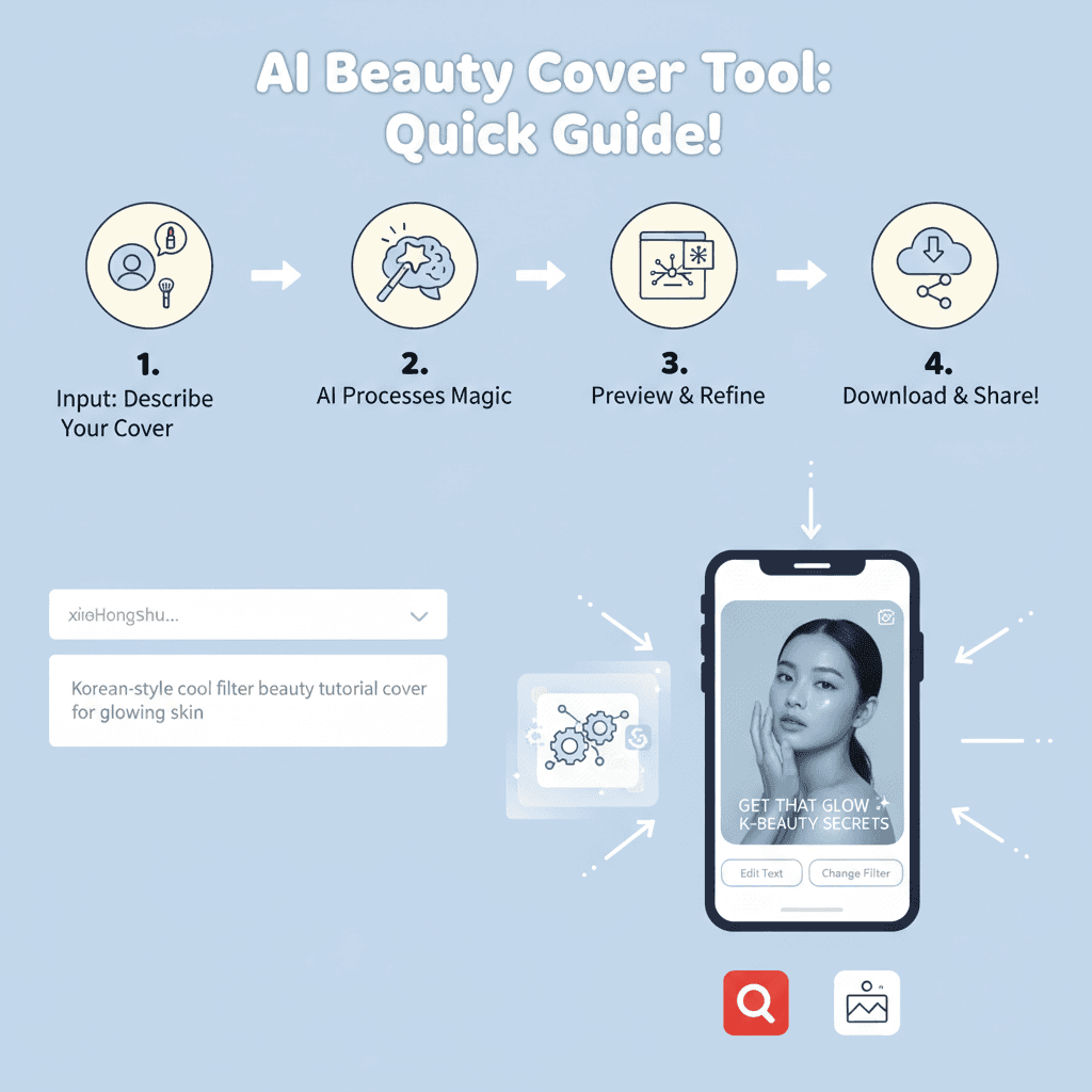 Usage steps for creating a Xiaohongshu Cover (Beauty) with the AI tool Nano Banana Pro, showcasing ease of use and process guidance.