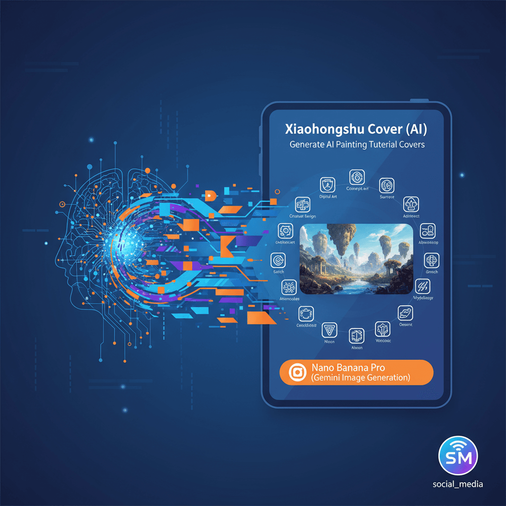 Artistic Xiaohongshu cover created with Nano Banana Pro (AI), showcasing vibrant social media engagement and creativity.